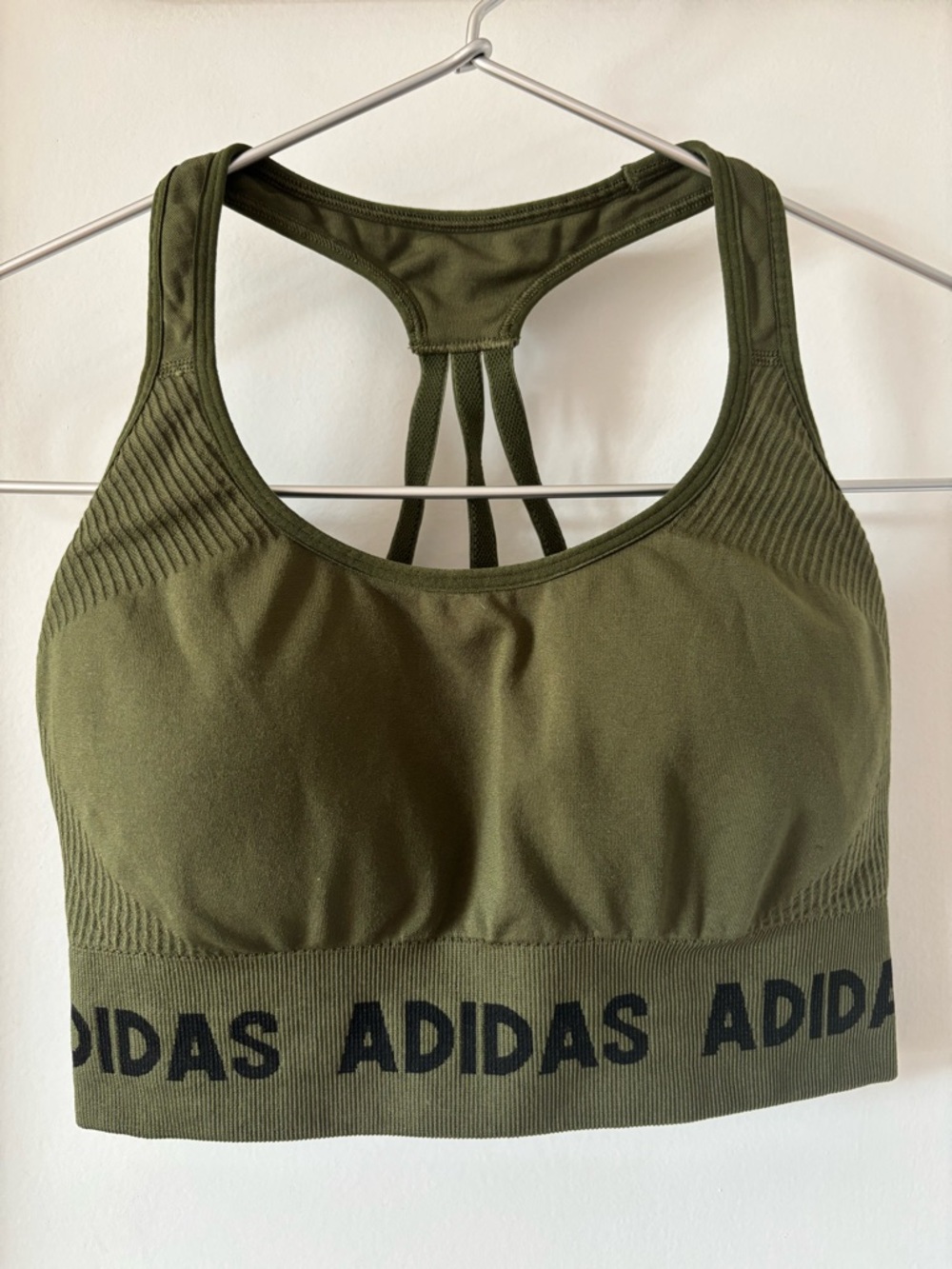 Adidas Aeroknit Wild Pine Khaki Sports Bra (Small)